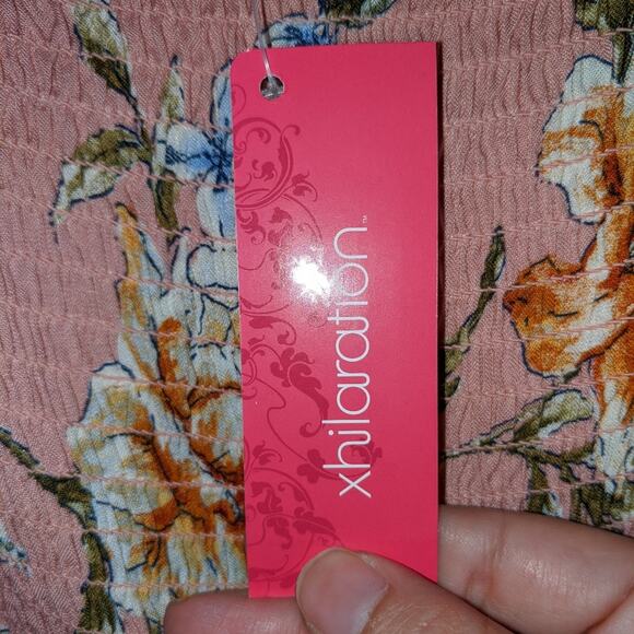 Xhilaration Blushing Pink Peasant Ruffle Long Sleeve Floral Spring Dress S - Picture 8 of 13